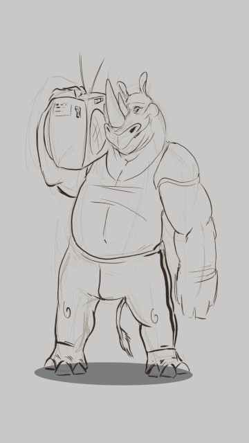 Rhino sketch in black-white